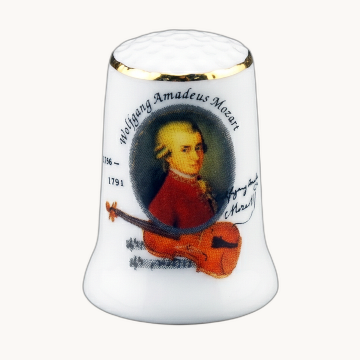 Prozellan Fingerhut "Wolfgang Amadeus Mozart"