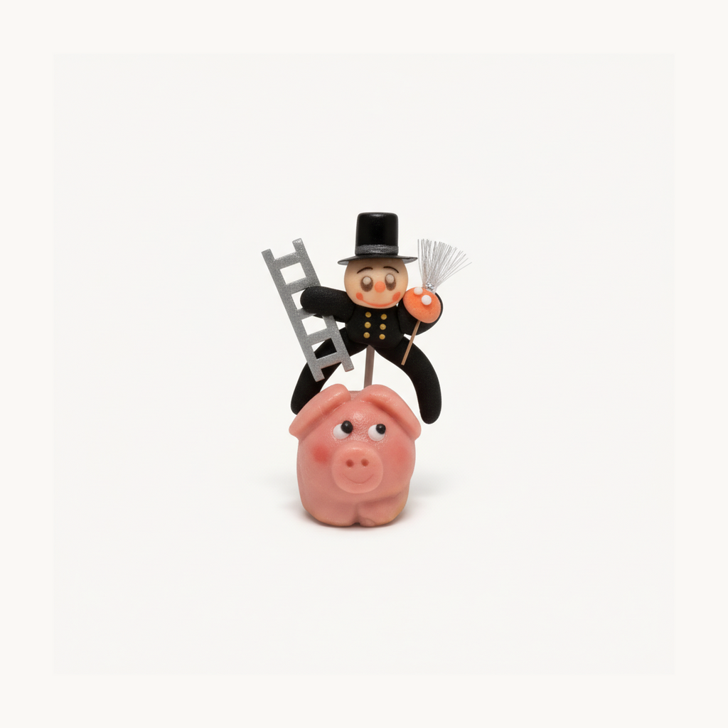 Marzipan Glücksschweinchen mit Rauchfangkehrer