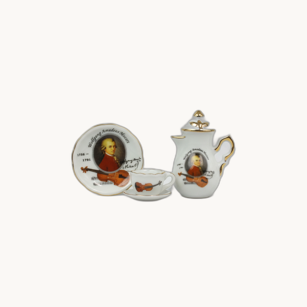 Mini-Porzellan mit Motiv Mozart